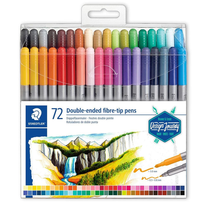 Design Journey Doubled-Ended Fibre Tip Pens 72 Assorted Colours