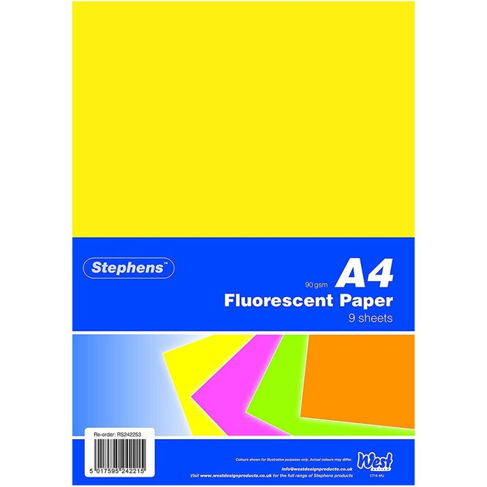 Stephens Assorted Fluorescent Paper A4